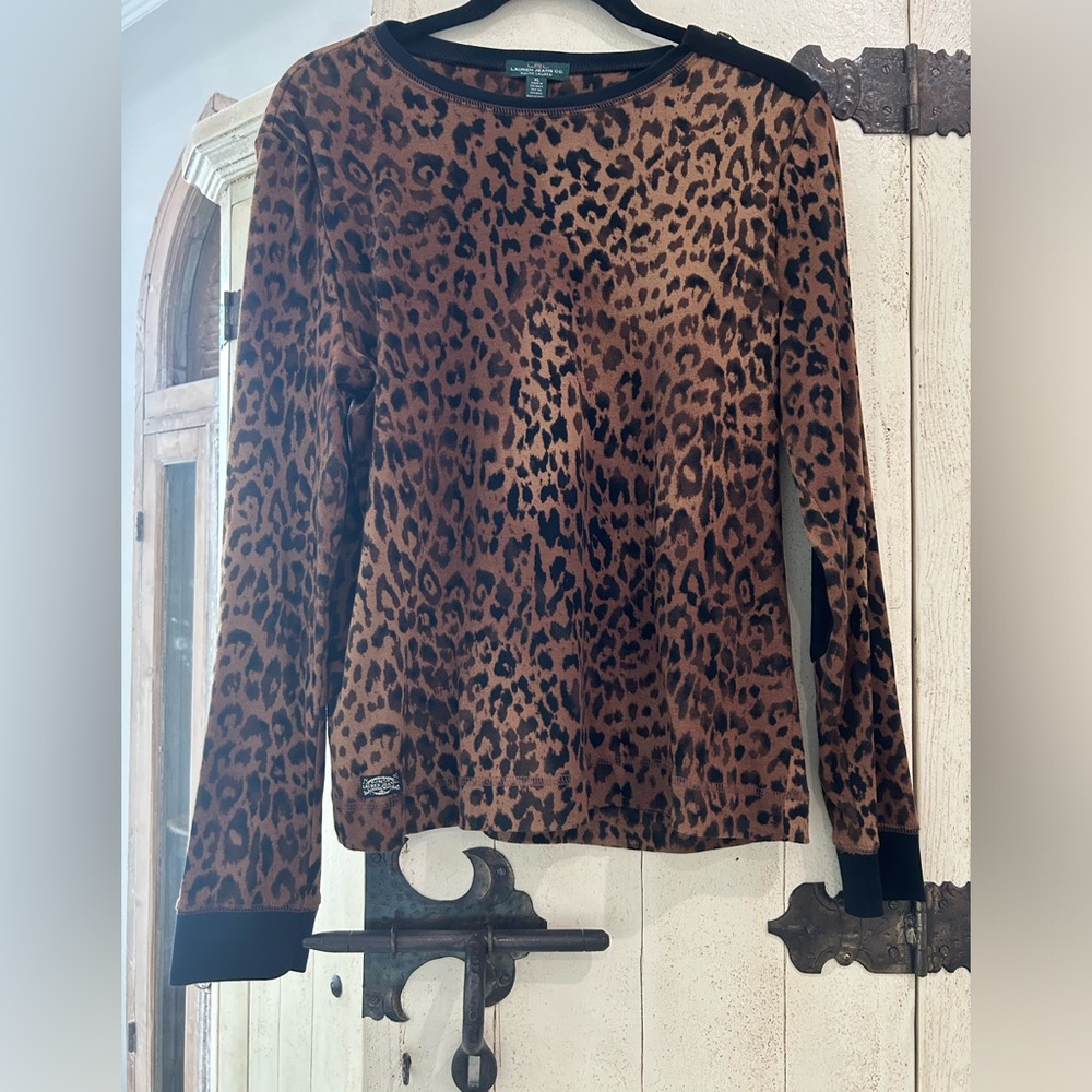 Long sleeve animal print blouse